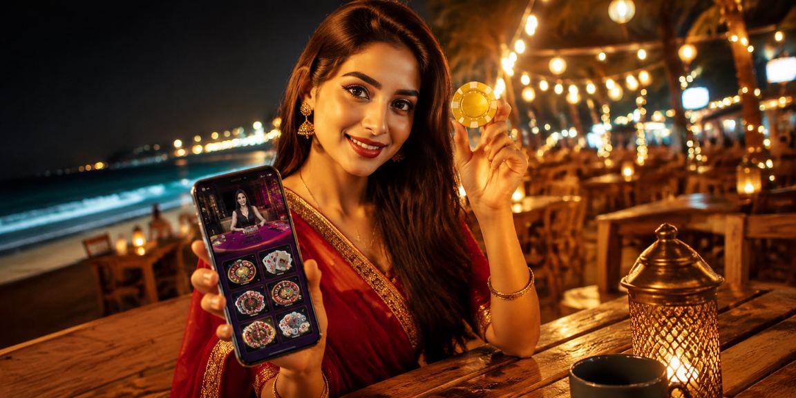 User playing mobile casino on Cox's Bazar beach